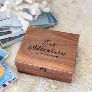 Personalized Walnut Keepsake Box Customized Wedding Memory Box With 5V Input Voltage Anniversary Bridal Shower Gift Couples