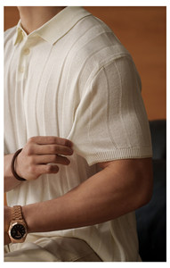 Chemises polo en tricot léger pour hommes, respirantes, décontractées, style streetwear, personnalisables avec logo, t-shirt polo pour hommes - Product Image 6