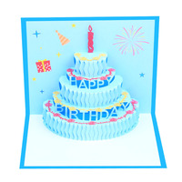 Carte stéréo créative faite à la main couleur joyeux anniversaire gâteau 3D drôle anniversaire voeux Pop Up cartes imprimantes