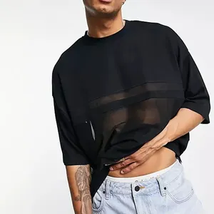도매 이탈리아어 고품질 95% 모달 5% 스판덱스 관점 티셔츠 레이스 투명 남자 봄 여름 t 셔츠
