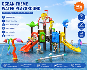 Equipo de Juegos Acuáticos Comerciales para Niños, Área de Juegos Acuáticos al Aire Libre con Cubo Volcable y Toboganes Dobles - Product Image 6