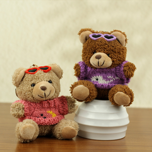 Oyuncak ayı peluş oyuncak bebek kazak kolye özel OEM ODM anahtarlıklar PP pamuk dolması hayvan oyuncaklar örgü astar promosyon hediye - Product Image 4