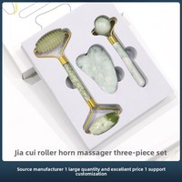 Rouleau de jade double roue, petit et grand, ensemble beauté trois pièces, planche Gua Sha, lifting du visage, soin des yeux et du corps, personnalisé, 100% naturel