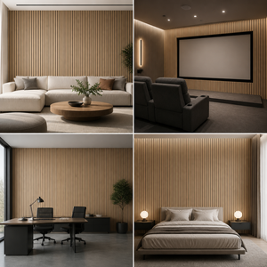 Pannelli Acustici in Impiallacciatura di Legno Naturale, Parete <span class=keywords><strong>a</strong></span> Doghe in Legno Akupanels per <span class=keywords><strong>Casa</strong></span>, Ufficio, <span class=keywords><strong>Studio</strong></span>, Decorazione Murale Insonorizzante - Product Image 5
