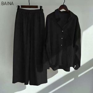 Nuevo Conjunto de 2 Piezas para Mujer, Estilo Retro, Talla Grande, Camisa de Lino y Algodón, Pantalones Holgados de Cintura Alta - Product Image 4