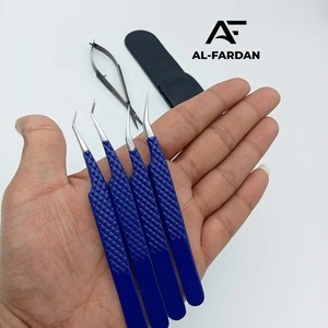 Vespa Blue Color Tweezers For Eyelash Extension Stainless Steel 45 Degree Pointed Fiber Tip Diamond Grip Lash Volume Tweezer - Product Image 2