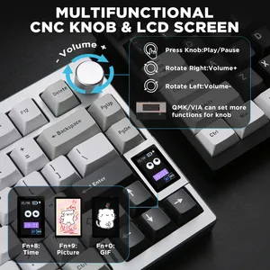 YUNZII AL80 QMK VIA <span class=keywords><strong>ค</strong></span>ีย์บอร์ดแบบกลไกอะลูมิเนียม พร้อมจอ LCD, ไฟ RGB, รองรับการเปลี่ยนสวิตช์แบบ Hot-Swappable, เชื่อมต่อบลูทูธและ USB-C สำหรับ Mac/Windows - Product Image 6