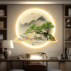 Fabbrica diretta di lusso moderno LED paesaggio arte murale di cristallo di cristallo camera da letto divano sfondo soggiorno decorazione pittura - Product Image 2