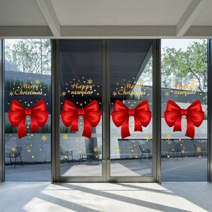 Autocollants de <span class=keywords><strong>Noël</strong></span> en forme de nœud rouge pour fenêtres, décorations de vacances, adhésifs pour vitres, <span class=keywords><strong>film</strong></span> pour fenêtre givrée pour porte d'entrée, décoration d'hiver - Product Image 4