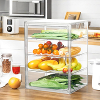Vitrine de boulangerie empilable à 4 niveaux en PET transparent moulé par injection, avec porte coulissante, pour pain, pâtisseries, cupcakes et desserts