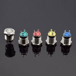 12mm Metall Druckknopf schalter Flach kopfring 3-6V 12V 24V 220V Selbst rück setzung Momentan Wasserdichtes Auto Auto Eng rot grün - Product Image 4