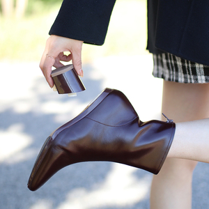 Giày cao gót BABALA <span class=keywords><strong>2025</strong></span> kiểu mới có thể chuyển đổi thành giày bệt, chất liệu da bê, da bò, kiểu ankle <span class=keywords><strong>boots</strong></span>, có thể tùy chỉnh chuyển đổi từ cao gót sang bệt. - Product Image 2