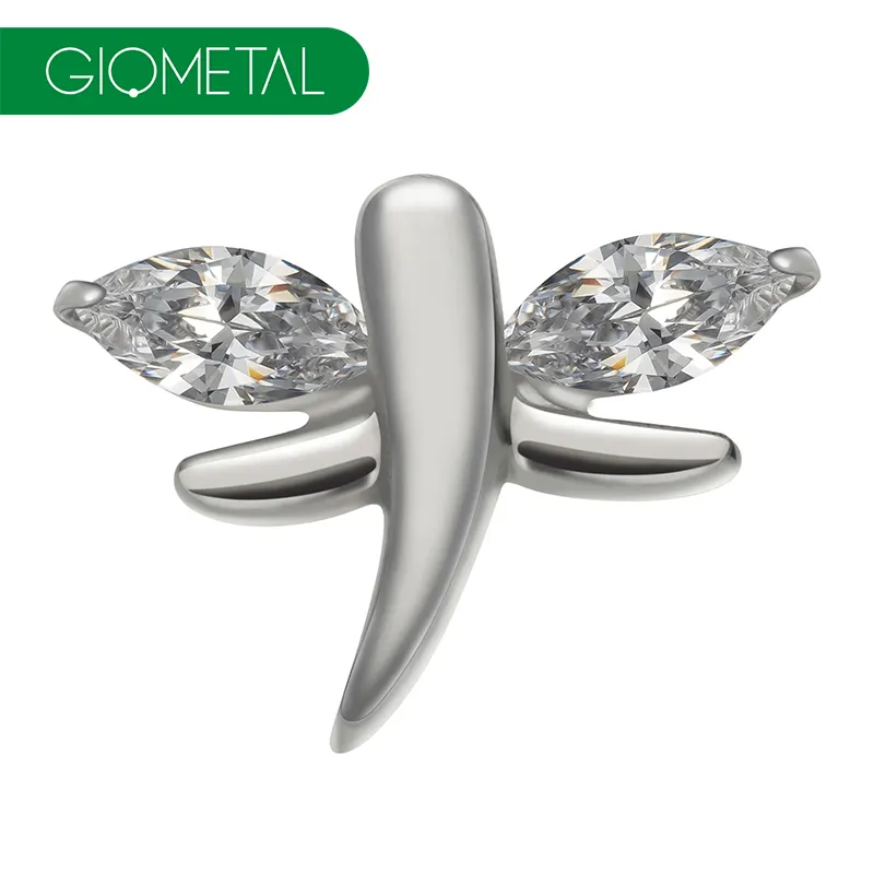 Giometal G23 titanio senza filo gemma libellula fine del corpo gioielli all'ingrosso Piercing orecchini Tragus Helix Conch Daith
