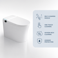 Toilette intelligente avec écran d'affichage, bidet intelligent de luxe, sans réservoir, chauffage instantané, capteur de pied, chasse d'eau automatique