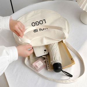 Sac fourre-tout rond en toile de coton durable avec design personnalisé, sac à bandoulière pliable pour les pique-niques du week-end - Product Image 2