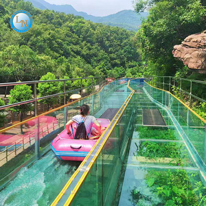 Zone scénique extérieure commerciale personnalisée Attractions de parc d'attractions Grand long toboggan aquatique en verre en plein air - Product Image 4