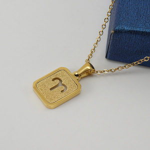 Collar con Colgante del Zodiaco Hueco Esmerilado Chapado en Oro <span class=keywords><strong>de</strong></span> 18k, No se Deslustra, Joyería <span class=keywords><strong>de</strong></span> Acero Inoxidable con 12 Signos, Colgante <span class=keywords><strong>de</strong></span> Astrología y Horóscopo - Product Image 5