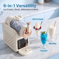 Máquina para Hacer Helados Multifuncional de Sobremesa, Sin Necesidad de Precongelación, 7 Programas Preestablecidos para Helado Suave, Granizados y Batidos