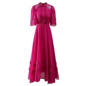 XXL Elegante Party Abendkleid 2024 Sommer Stil Luxus Damen Sexy Spitze Patchwork Kurzarm Lang Schwarz Rosa Maxi kleid <span class=keywords><strong>Prom</strong></span> - Product Image 1