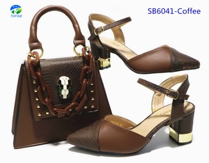 Bel Design <span class=keywords><strong>scarpe</strong></span> alla moda di alta qualità e borsa abbinata <span class=keywords><strong>tacco</strong></span> <span class=keywords><strong>basso</strong></span> vestito per le signore - Product Image 4