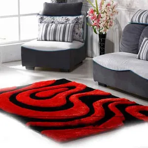 Rot schwarz langflorig Großhandel Polyester Shaggy Boden Teppich Wohnzimmer benutzer definierte Teppiche moderne Tapete Schlafzimmer Teppich Herstellung