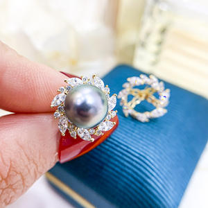 Accesorios de Plata S925 para DIY con Perlas, Cuentas de 9-10mm, Modelo 21005, Pendientes de Botón, Corrector de Uñas Hueco para Accesorios de Moda DIY - Product Image 3