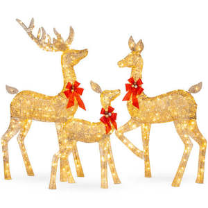 Grupo de Tres Ciervos con Trineo, Adornos Navideños Luminosos - Product Image 2