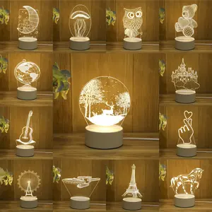 3d Lamp 3D Illusion Creative Snowman RGB Bedside Night Lamp For Christmas Gift