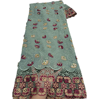 NI.AI Tissu en Coton Africain de Qualité Supérieure, Dentelle Suisse Appliquée, Motifs de Tissus Nigérians pour Mariage - Grande Vente
