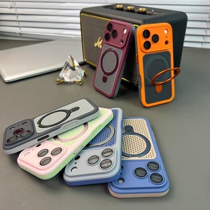Nouvelle coque de téléphone magnétique mate à dissipation thermique pour iPhone 17 12 13 Pro Max 14 15 16 Plus avec support anneau métallique et protection intégrale - Product Image 2