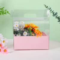 Boîte d'emballage rectangulaire transparente en PET pour bouquets de fleurs, cadeaux et artisanat, design portable pour la Saint-Valentin, fabricant