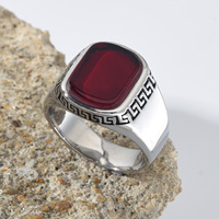 Bague vintage au design exquis en acier inoxydable plaqué argent avec agate turquoise et œil de tigre pour homme, à porter au quotidien