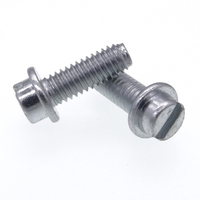 Vis à tête cylindrique fendue pré-assemblée en acier zingué blanc / Vis combinée à tête ronde à une fente avec joint monobloc