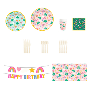 ชุดจานชามเรนโบว์ DAMAI ชุดอาหารวันเกิดเรนโบว์ จานกระดาษแบบใช้แล้วทิ้ง ผ้าเช็ดปากงานเลี้ยงเรนโบว์ สำหรับงานเลี้ยงฉลองทารก 8 ท่าน - Product Image 4