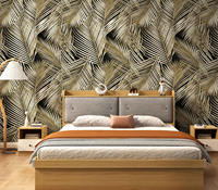 Rouleaux de papier peint à motifs de feuilles de plantes, autocollants muraux imperméables autocollants en gros pour la décoration intérieure de villas, appartements et maisons