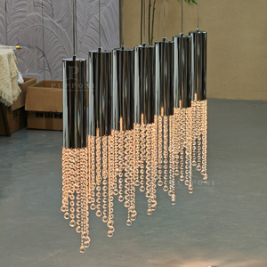 Luminaire suspendu moderne en cristal à tube long pour salle à manger, îlot de cuisine, lustre linéaire pour la décoration de la maison - Product Image 4