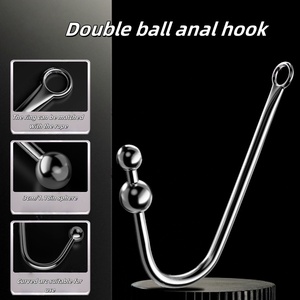 Produits pour adultes Jouets sexuels SM Ensemble de plug <span class=keywords><strong>anal</strong></span> en acier inoxydable avec trois styles de boules et crochet pour plug <span class=keywords><strong>anal</strong></span> - Product Image 2