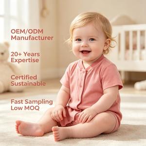 Rompers Ecológicos Unisex para Bebé al por Mayor, Teñidos con Tintes Naturales de Plantas, 100% Algodón, Manga Corta, Color Liso, para Verano - Product Image 1