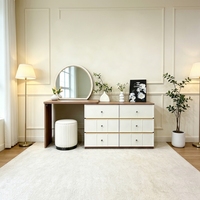 Coiffeuse moderne pour chambre à coucher avec panneau amovible et éclairage LED – Ensemble de table de maquillage