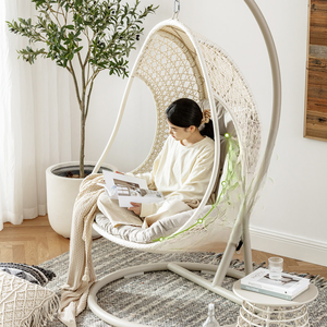 Pastoral Rattan Hanging Basket <b>Swing</b> Chair, Patio Garden Leisure Hanging Egg Chair, Matching Outdoor Dining Furniture Set - Product Image 2