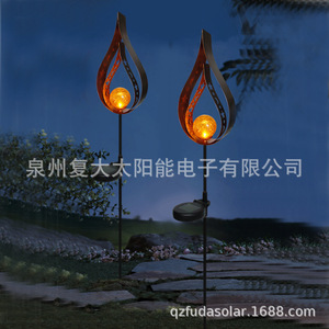 Lampe solaire décorative d'extérieur en fer forgé à LED, résistante à l'eau, portable, pour jardin - Product Image 3