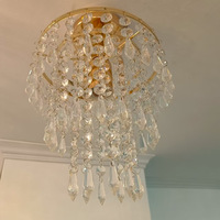 Lustre moderne en cristal, mini lustre doré avec cristaux transparents pour chambre à coucher, couloir