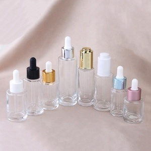 Flacon en verre transparent pour sérum, 1 oz, 30 ml, 50 ml, 60 ml, 100 ml, flacon compte-<span class=keywords><strong>gouttes</strong></span> rond en verre transparent, luxe - Product Image 4