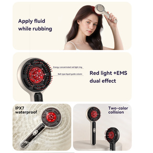 Oem Smart <b>Mini</b> Electric Red Led Light Head Hair Infrared EMS Scalp Massage Brush Oil Applicator Comb with <b>Vibrating</b> Function - Product Image 4