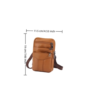 Sac bandoulière en cuir pour homme avec plusieurs poches zippées, petit portefeuille à bandoulière pour les voyages, l'usage quotidien et les activités de plein air - Product Image 2