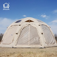 Tentes de glamping en toile Oxford pour 4 saisons avec fenêtre en maille et cheminée, tente chaude avec sortie pour poêle