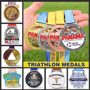 Medallas de Triatlón de Alta Calidad en Metal <span class=keywords><strong>para</strong></span> Deportes, Carreras, Natación y Ciclismo, Personalizables con Logotipo, Medallas de <span class=keywords><strong>Ironman</strong></span>, Medallas de Finalista, Medallas Grabadas - Product Image 2