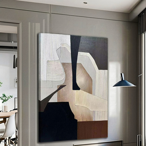 Quadro Moderno Astratto <span class=keywords><strong>Geometrico</strong></span> Originale di Art Factory, Dipinto a Olio su Tela con Cornice in Legno, Design Contemporaneo da Appendere per Hotel - Product Image 2
