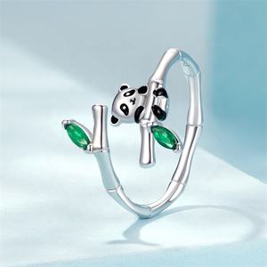 फैशन गहने लक्जरी एराल्ड वादा छल्ले वाले चांदी के थोक बच्चों को हरे रंग की विंटेज लड़कियों के सुंदर रत्न - Product Image 4