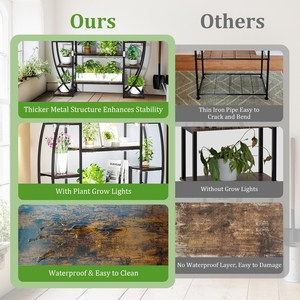 Giá để cây trong nhà hình bán nguyệt có đèn trồng cây, giá để hoa hình oval cong, kệ để đồ - Product Image 4